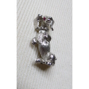 Vtg Napier Dachshund Pin Brooch Silver Tone Rhinestone Eyes Dog Vintage
